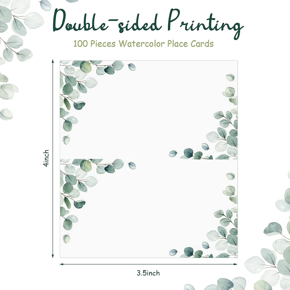 Fumete 100 Pack Wedding Place Cards, Watercolor Table Setting,Fresh