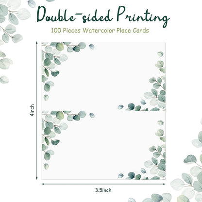 Fumete 100 Pack Wedding Place Cards, Watercolor Table Setting,Fresh