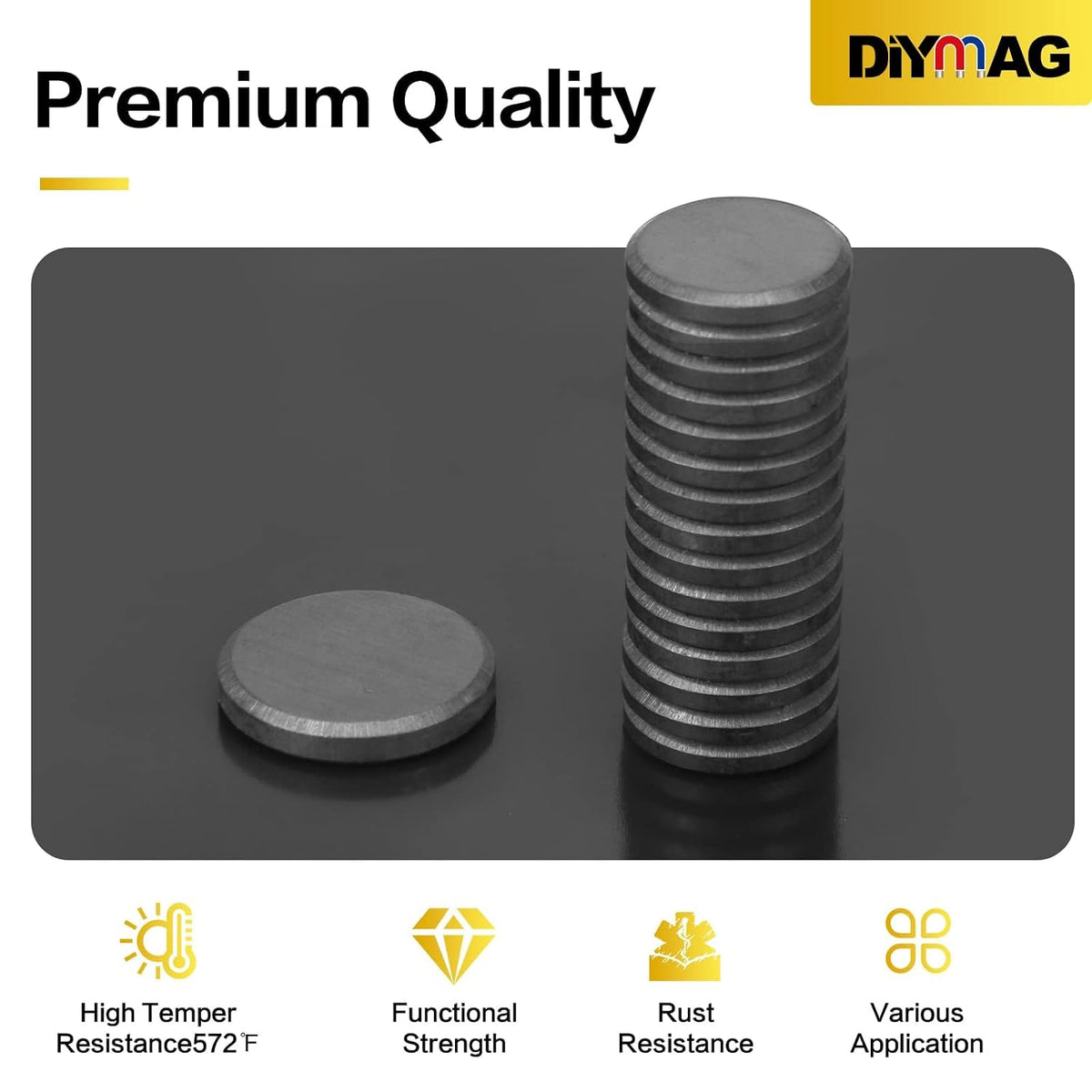 DIYMAG Strong Adhesive Magnets, 90pcs 0.7x0.12in Fridge Magnet