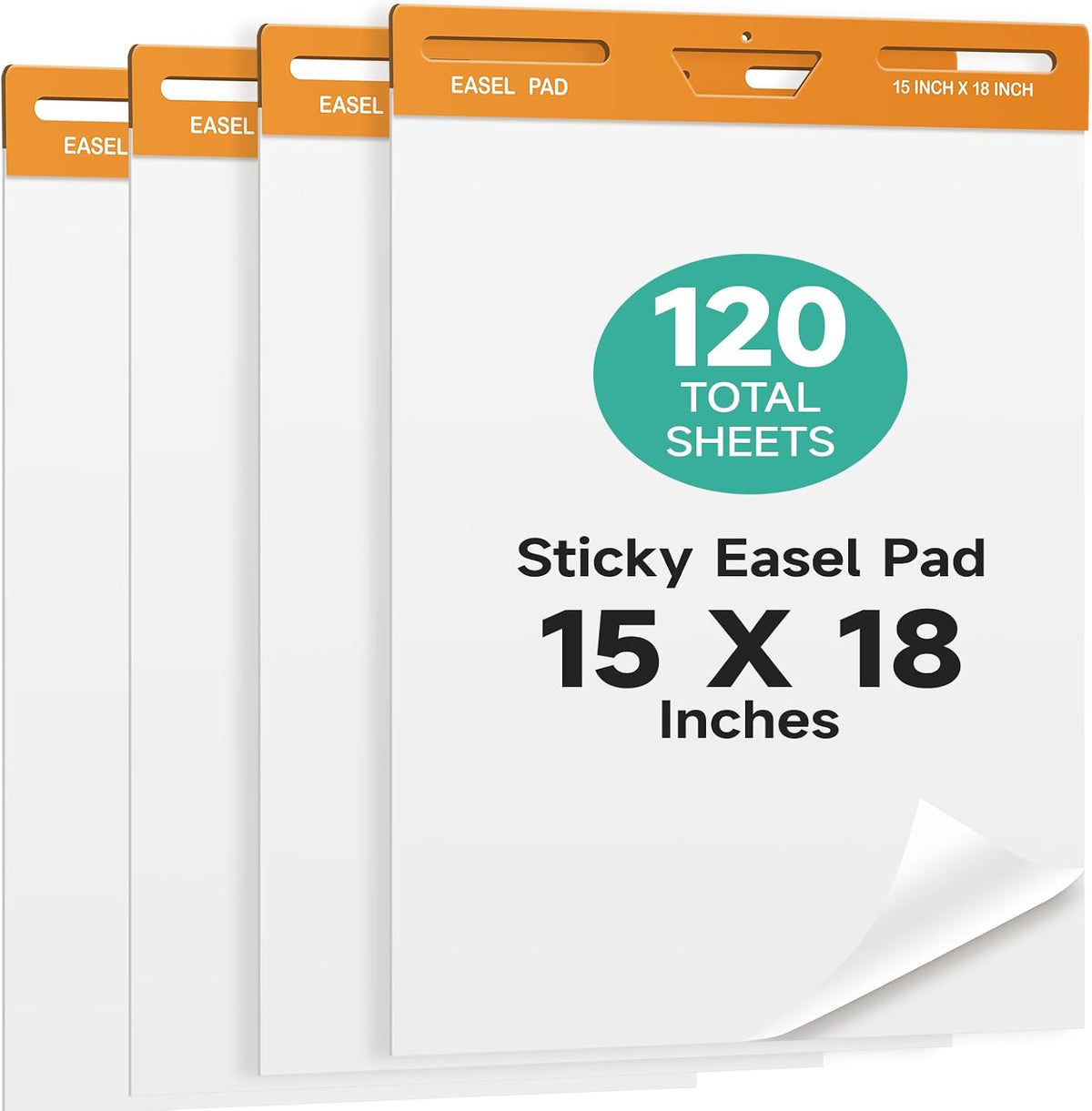 30 Sheets/Pad 15 x 18 Inches Large Self Stick Flip Chart Paper, 4 Pads/Pack