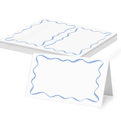 Green Striped Place Cards, Watercolor Tent Cards for Table Settings