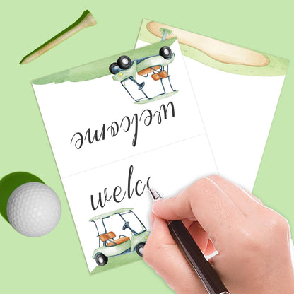 48 Pcs Golf Buffet Food Labels, Sprots Themed Folded Place Cards and Tent Name Cards for Birthday and Baby Shower Party Table Setting Decorations Supplies (Four)