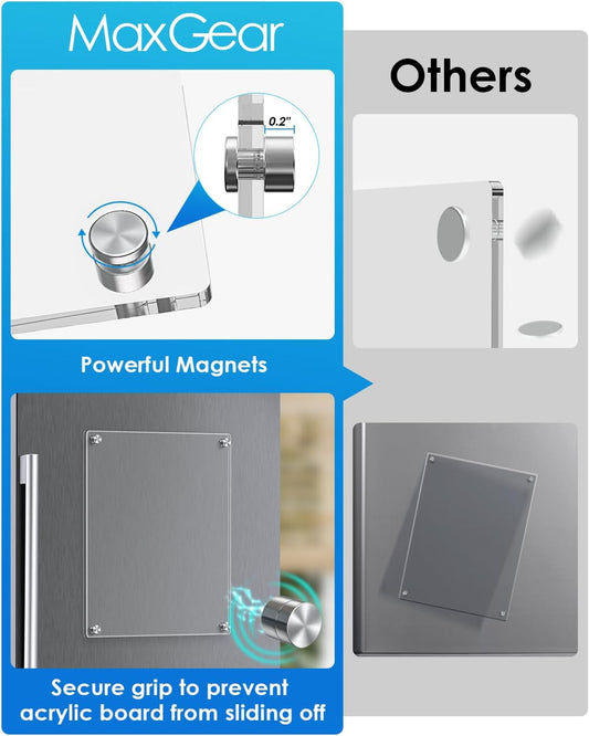 MaxGear Acrylic Magnetic Whiteboard for Fridge, 12 x 8 Inch Dry Erase Board