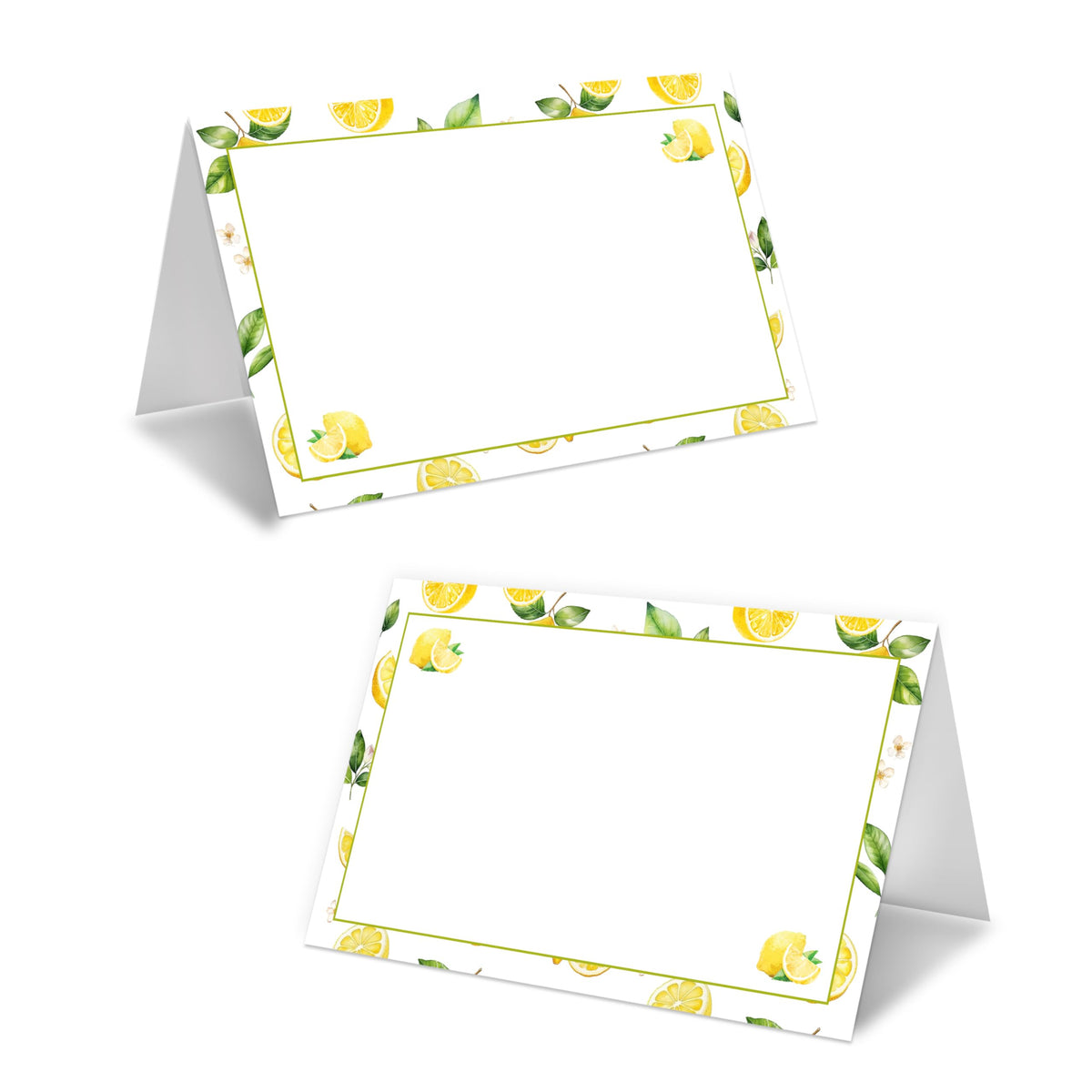 Lemon On Branch Place Cards For Girls, Italy Yellow Lemon Name Card For Table Setting, Spring Summer Party Favors Supplies, Mediterranean Tent Cards Decor For Bridal Shower Wedding Baby Shower -13