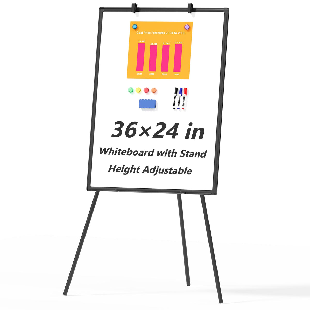 Large Rolling Whiteboard on Wheels, 48" x 36" Double-Sided Mobile White Board with Stand, 4' x 3' Portable Standing Magnetic Dry Erase Board Easel for Home Office Classroom School, Silver