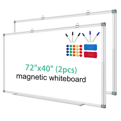 H-Qprobd 3' x 2' Magnetic Whiteboard Large Dry Erase White Board 36"x24" Aluminum Presentation Whiteboard with Long Pen Tray, 6 Markers, 2 Erasers &12 Magnets