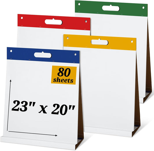 Geetery 4 Pcs Sticky Easel Pad 20 x 23 in with Flip Chart Paper, Colorful