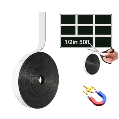 Magnetic Whiteboard Tape for Office,Fine Line Gridding Tape - 1/5 in x 40 yd x 24 mil,High Energy Thin Strip Magnets,Black 120 Feet