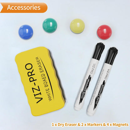 VIZ-PRO Magnetic Whiteboard, 36 x 24 Inches, Dry Erase Board for Wall