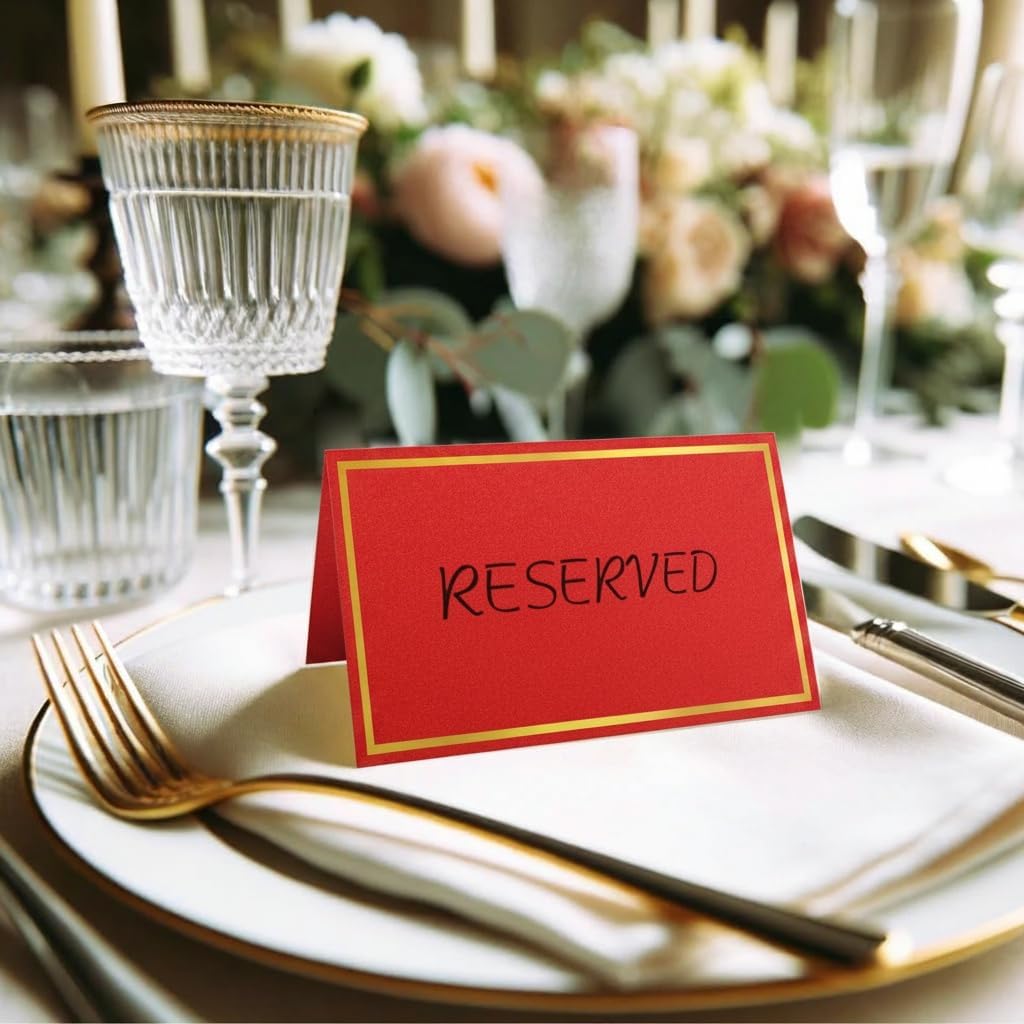 Place Cards for Table Setting,250g Premium Tent Cards, Red