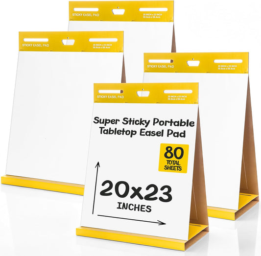 ReliThick 4 Pack Sticky Tabletop Easel Pad, 20 x 23 in Flip Chart 20 Sheets