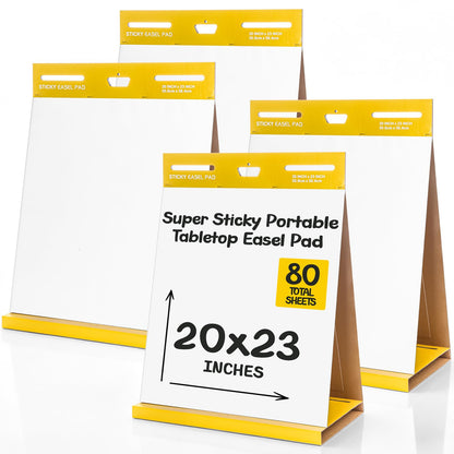 ReliThick 4 Pack Sticky Tabletop Easel Pad, 20 x 23 in Flip Chart 20 Sheets