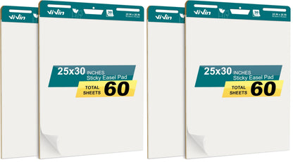 ViVin Lined Sticky Easel Pad, 30 Sheets, 2 Pads Flip Chart Paper
