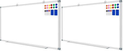 H-Qprobd 3' x 2' Magnetic Whiteboard Large Dry Erase White Board 36"x24" Aluminum Presentation Whiteboard with Long Pen Tray, 6 Markers, 2 Erasers &12 Magnets