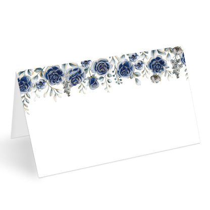 Dusty Blue Border Place Cards for Table Setting, Blank Name Card for Banquet, Set of 25 Seating Cards for Wedding Reception Baby Shower Birthday Party and Events-04