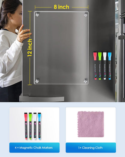 MaxGear Acrylic Magnetic Whiteboard for Fridge, 12 x 8 Inch Dry Erase Board