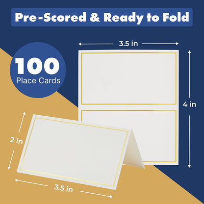 BEST PAPER GREETINGS 100 Pack Gold Border Paper Place Cards Table Seating