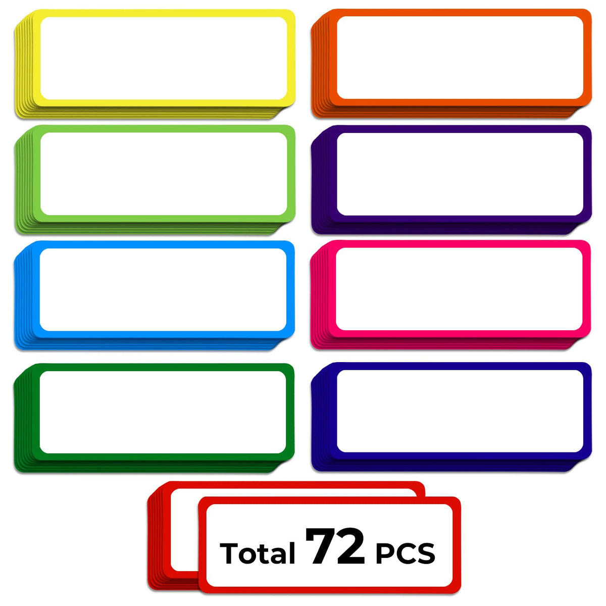 Utron 72PCS Magnetic Dry Erase Labels, 3.2"x1.2" Reusable Colorful Name Plates, Waterproof Magnetic Label Stickers for Home, Office, School, Refrigerator, Locker, White Board (9 Colors)