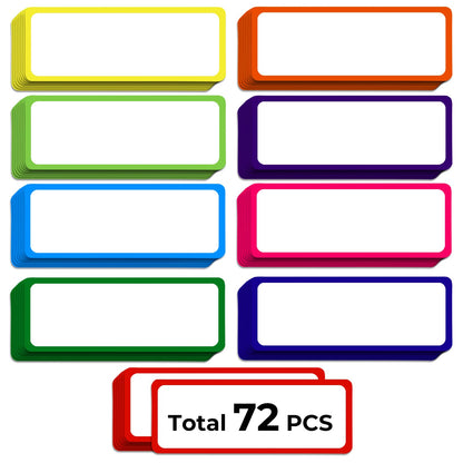 Utron 72PCS Magnetic Dry Erase Labels, 3.2"x1.2" Reusable Colorful Name Plates, Waterproof Magnetic Label Stickers for Home, Office, School, Refrigerator, Locker, White Board (9 Colors)