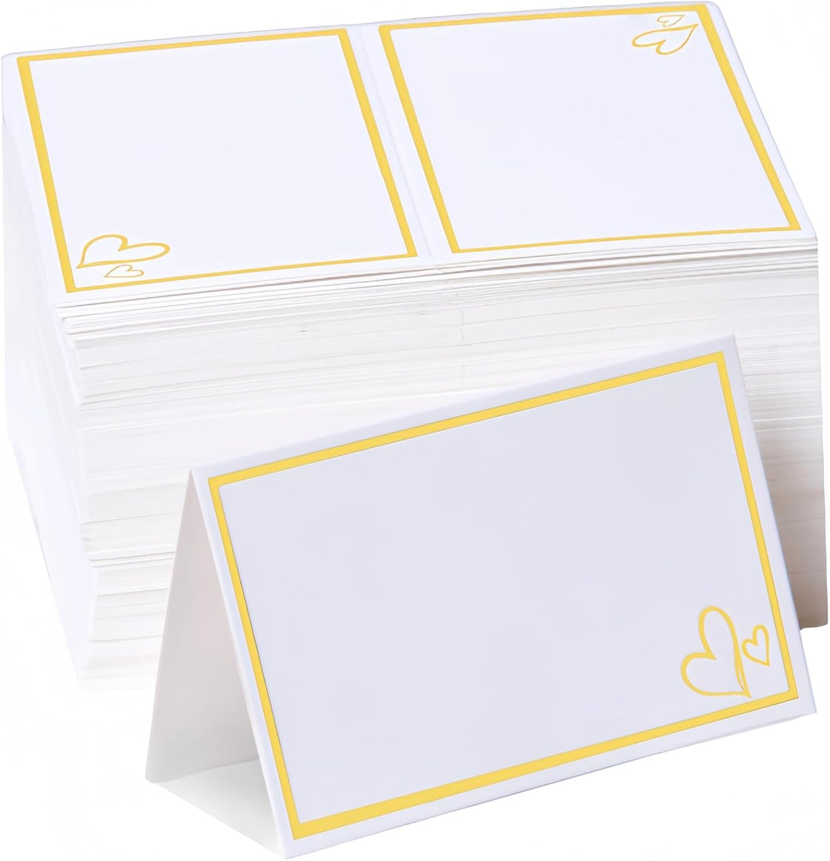 100 Pcs Elegant Name Place Cards for Table Setting with Gold Foil Border