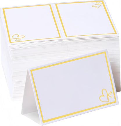 100 Pcs Elegant Name Place Cards for Table Setting with Gold Foil Border