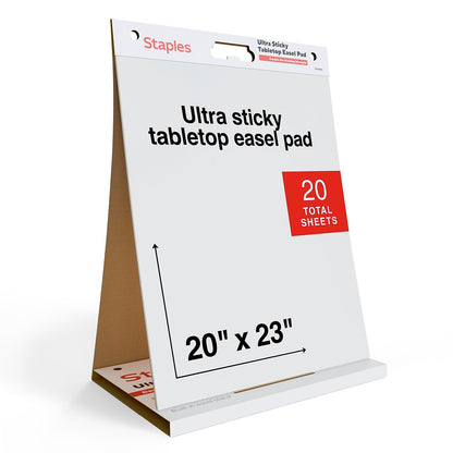 Staples Ultra Sticky Tabletop Easel Pad, 20x23 Inch, 20 Sheets/Pad