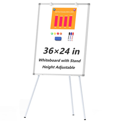 Large Rolling Whiteboard on Wheels, 48" x 36" Double-Sided Mobile White Board with Stand, 4' x 3' Portable Standing Magnetic Dry Erase Board Easel for Home Office Classroom School, Silver