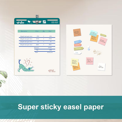 ViVin Super Sticky Easel Pad, 25 x 30 Inches Flip Chart Paper for Teachers, Large Self Stick Easel Paper, Teacher Anchor Chart, 30 Sheets/Pad, 4 Pads/Pack