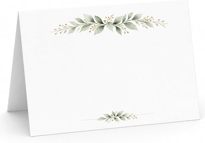 Place Cards for Table Setting, 50 Blank Wedding Place Cards with Greenery Branch Design, Name Cards for Wedding Reception, Dinner Party, Buffet Food Labels, Table Seating Cards