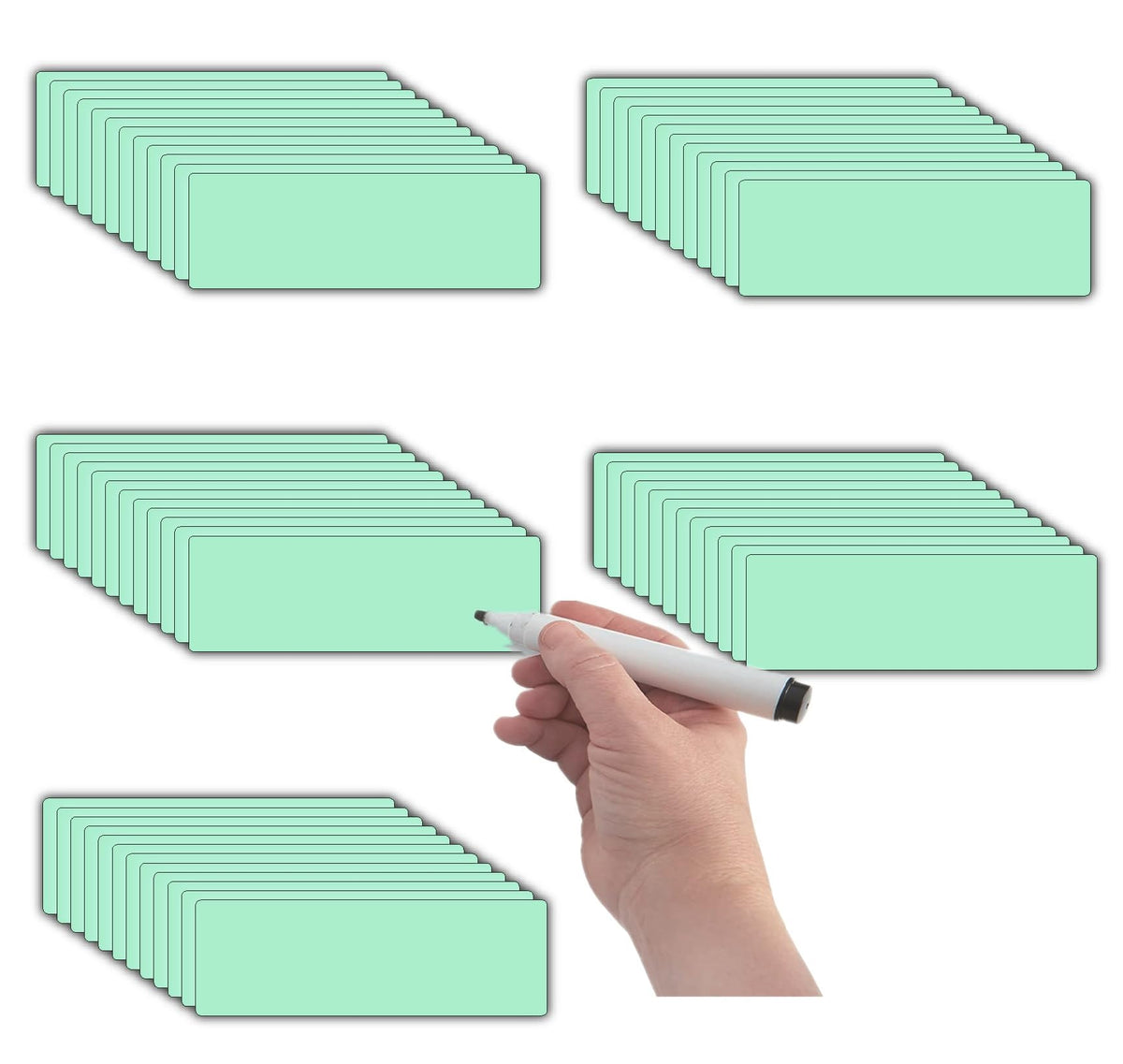 STTMGN Dry Erase Magnetic Labels (1x3,Pack of 60),Write On Magnets Sticker,Real Waterproof/Reusable for Classroom&Office&Cabinet&whiteboard&Fridge&More (Multicolor)