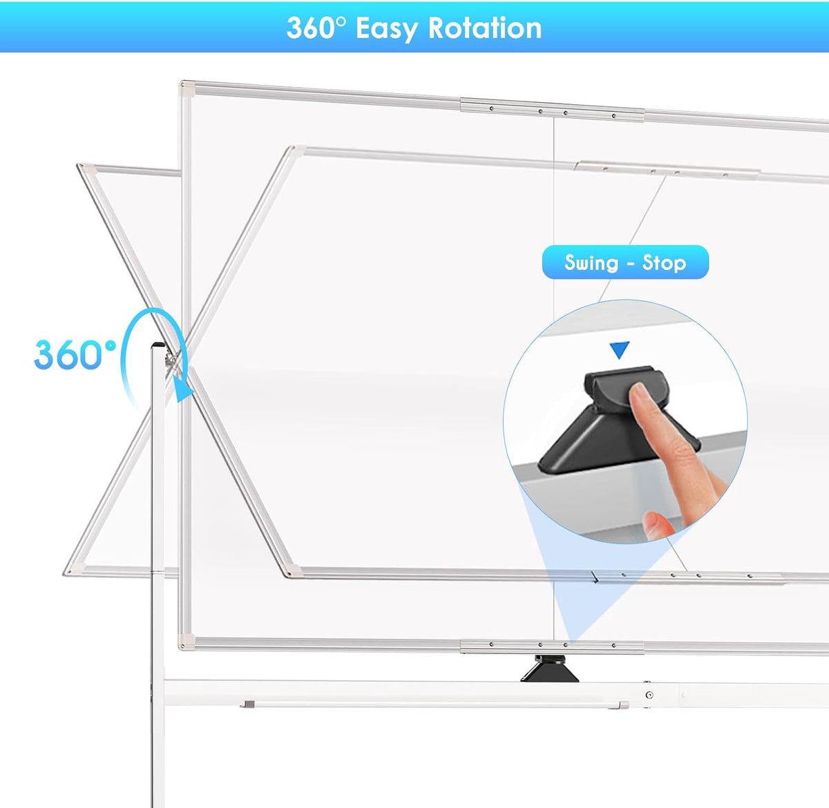 Maxtek Rolling Whiteboard 48 x 36 in Large Magnetic White Board on Wheels