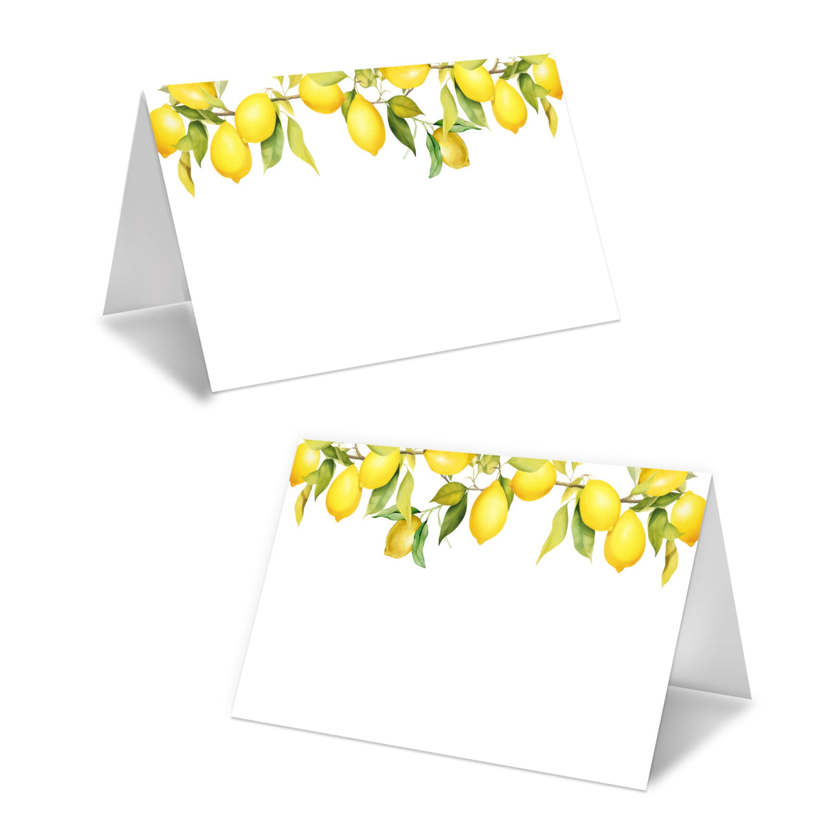 Lemon On Branch Place Cards For Girls, Italy Yellow Lemon Name Card For Table Setting, Spring Summer Party Favors Supplies, Mediterranean Tent Cards Decor For Bridal Shower Wedding Baby Shower -13