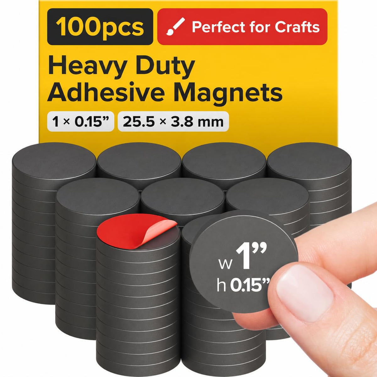 Strong Ceramic Round Adhesive Magnets, 0.7x0.12 (18x3mm), 100 Pcs