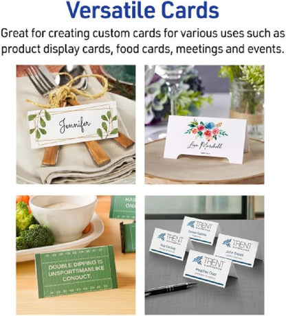 Avery 5305 Medium Embossed Tent Cards, White, 2-1/2 x 8-1/2, 100 Cards/Box