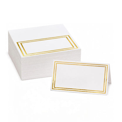 100Pcs Place Cards for Wedding Table Seating Chart, Blank Folded Write-On Kraft Paper Name Tent Cards & Food Labels for Party Buffet, Reception Supplies for Dinner Parties, Banquets, Events