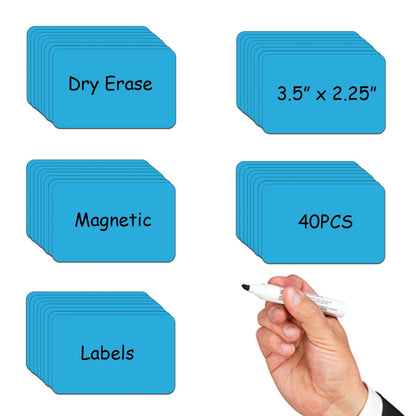 STTMGN Dry Erase Magnetic Labels (1x3,Pack of 60),Write On Magnets Sticker,Real Waterproof/Reusable for Classroom&Office&Cabinet&whiteboard&Fridge&More (Multicolor)
