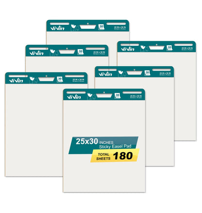 ViVin Lined Sticky Easel Pad, 30 Sheets, 2 Pads Flip Chart Paper