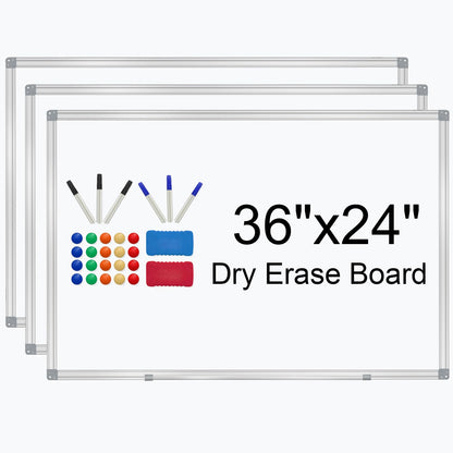 H-Qprobd 3' x 2' Magnetic Whiteboard Large Dry Erase White Board 36"x24" Aluminum Presentation Whiteboard with Long Pen Tray, 6 Markers, 2 Erasers &12 Magnets