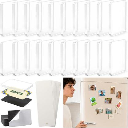 20PCS DIY Rectangle Fridge Magnet Kit,Clear Acrylic Magnets Kit
