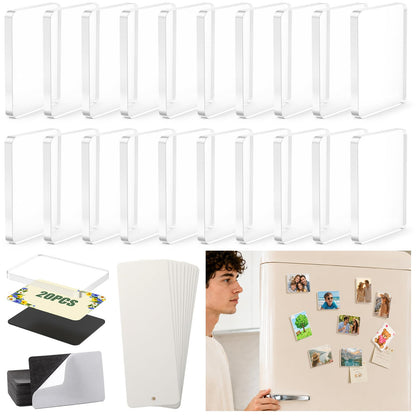20PCS DIY Rectangle Fridge Magnet Kit,Clear Acrylic Magnets Kit