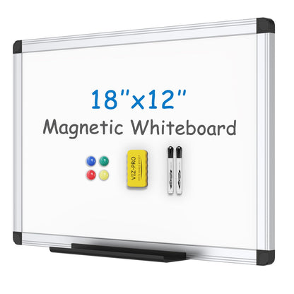 VIZ-PRO Dry Erase Board/Magnetic White Board, 48 X 32 Inches, Silver Aluminium Frame