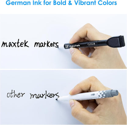 maxtek Magnetic Black Dry Erase Markers with Eraser, Fine Tip, 6 Count