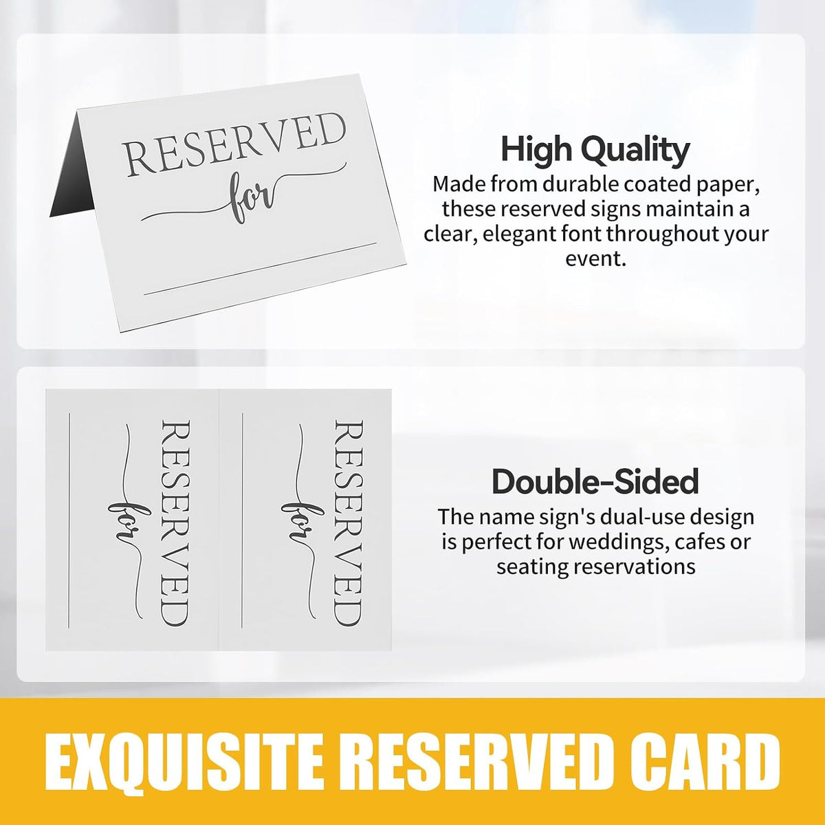 30 Pack Reserved Table Signs, 4 x 6 Inch Folded Tent Cards with Name Line