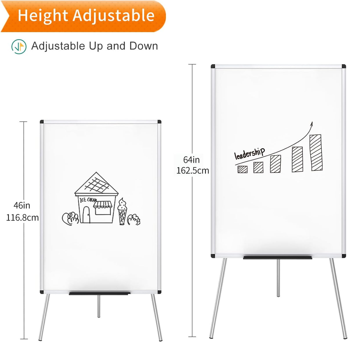 VIZ-PRO Magnetic Whiteboard Easel, 36 x 24 Inches, Portable Dry Erase Board