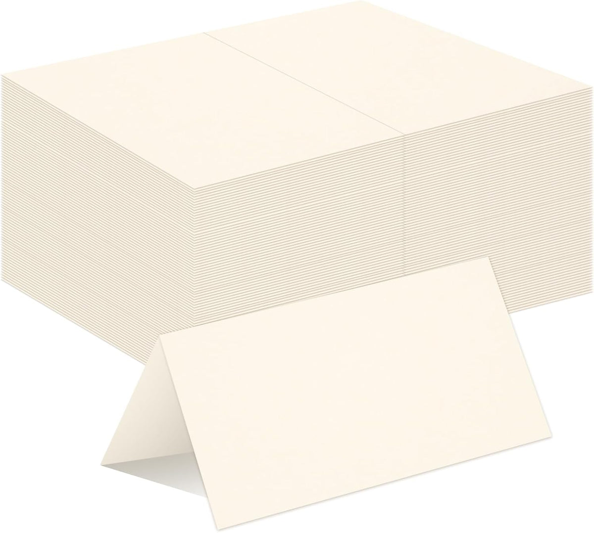 150 Pack 2 x 3.5" Folded Place Blank Note Tent Cards 92lb/250gsm (Cream)