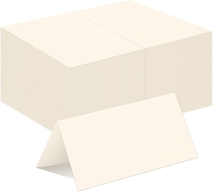 150 Pack 2 x 3.5" Folded Place Blank Note Tent Cards 92lb/250gsm (Cream)