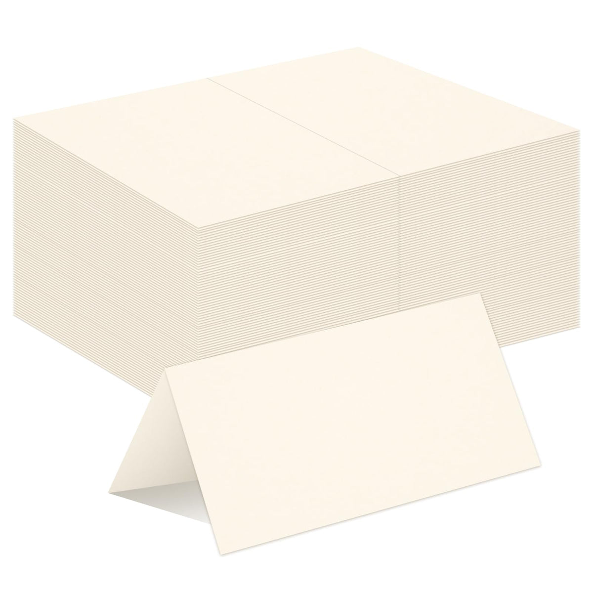 150 Pack 2 x 3.5" Folded Place Blank Note Tent Cards 92lb/250gsm (Cream)