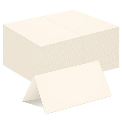150 Pack 2 x 3.5" Folded Place Blank Note Tent Cards 92lb/250gsm (Cream)