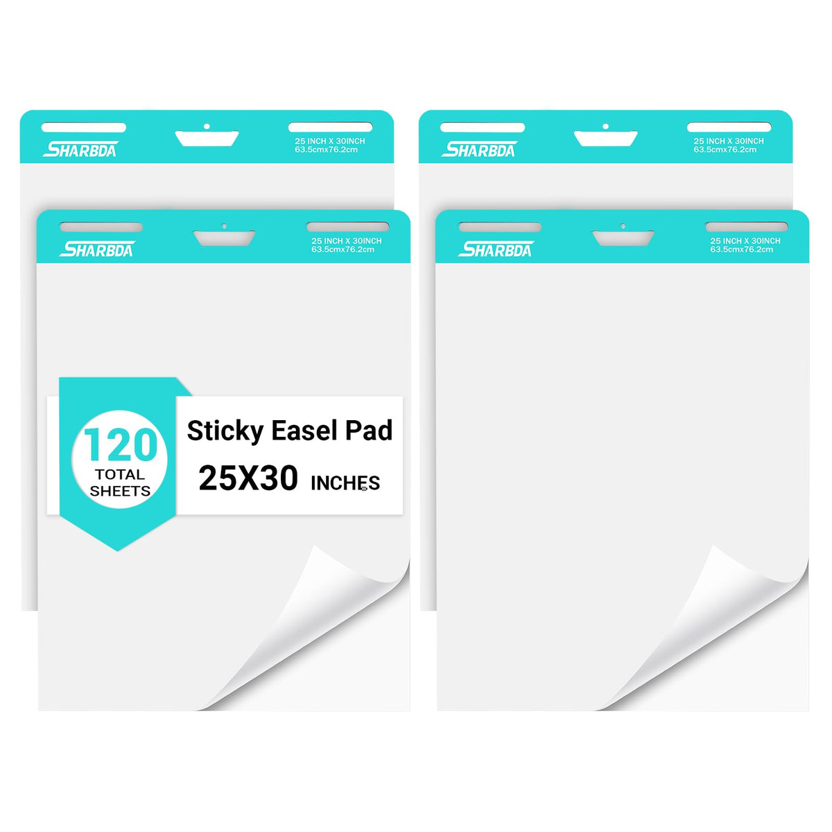 Sticky Easel Pad, 25 in x 30 in,Flip Chart, Chart Paper for Teachers, Large Self-Stick Easel Paper,Super Sticky & Bleed-Resistant,30 Sheets/Pad,10 Pads