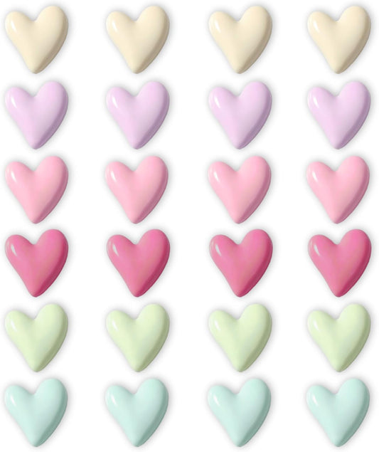 24PCS Colorful Fridge Magnets Cute Love Heart Refrigerator Magnets, Decorative Magnets for Whiteboard Cabinet Locker, Lovely Fun Magnets for Classroom Home Kitchen Office